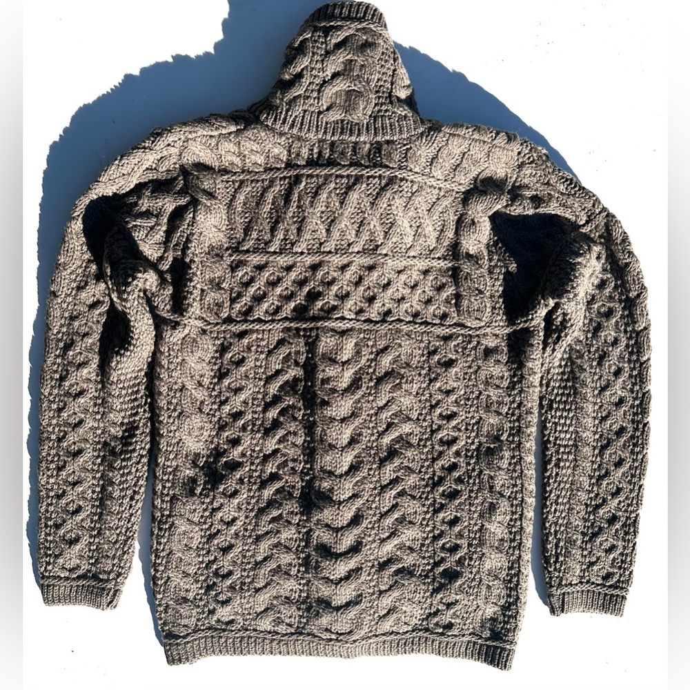 NWT Aran Crafts Merino Cable Knit Women's Brown Cardigan Sweater Full Zipper, S - Picture 3 of 10